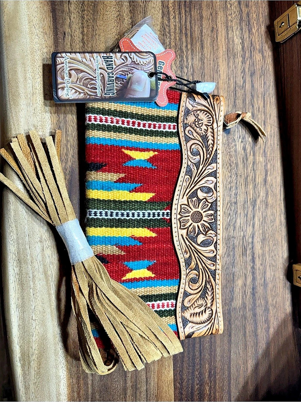 American Darling Tandra 3 Woven Western Clutch Red & Multicolor